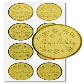 Aufkleber Happy Birthday Farbe Gold Set 8 Stück